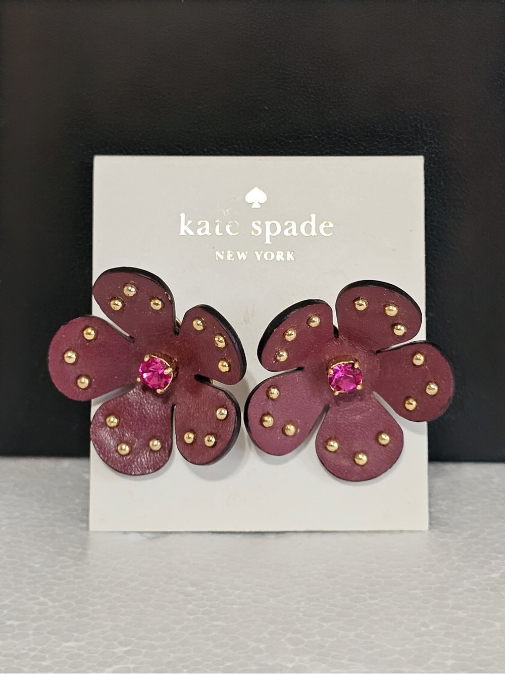kate spade Blooming Bling - Leather Flower Earrings